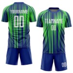 Groen Neon Aangepast Wit-Koninklijk Sublimatie Uniform Jersey Voetbal Groen Neon Aangepast Wit-Koninklijk Sublimatie Uniform Jersey Voetbal