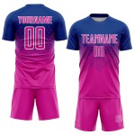 Diep roze-wit uniform Koninklijk shirt op maat gemaakt voetbal sublimatie Diep roze-wit uniform Koninklijk shirt op maat gemaakt voetbal sublimatie