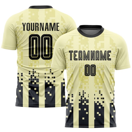 Jersey Uniform Crème Zwart Sublimatie Custom Soccer Home Jersey Uniform Crème Zwart Sublimatie Custom Soccer Home
