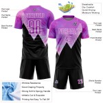 Voetbal Paars Patroon Zwart-Wit Aangepast Jersey Uniform Sublimatie Geometrisch Voetbal Paars Patroon Zwart-Wit Aangepast Jersey Uniform Sublimatie Geometrisch