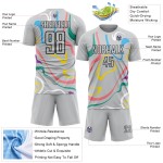 Vloeiende uniforme zwarte aangepaste vormen jersey grijze voetbal sublimatie Vloeiende uniforme zwarte aangepaste vormen jersey grijze voetbal sublimatie