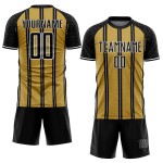 Voetbaluniform op maat, oude jerseylijn, goud-wit, sublimatie, zwart