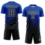 Aangepaste fragmentkunst Abstract Jersey Sublimatie Voetbaluniform Zwart-Wit Blauw Donder Aangepaste fragmentkunst Abstract Jersey Sublimatie Voetbaluniform Zwart-Wit Blauw Donder