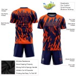 Sublimatie Marineblauw Voetbal Oranje Aangepast Uniform Jersey