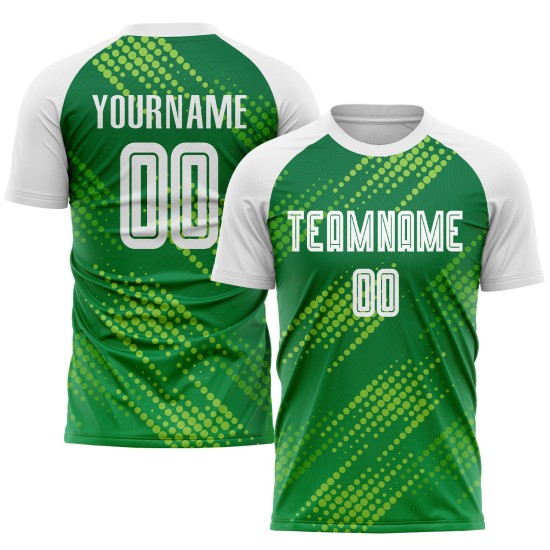 Sublimatie Neon Voetbaluniform Wit-Kelly Jersey Aangepast Groen Groen Sublimatie Neon Voetbaluniform Wit-Kelly Jersey Aangepast Groen Groen