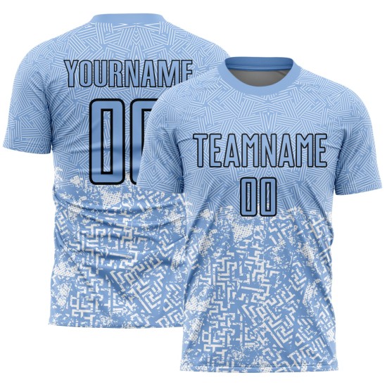 Blauwzwarte geometrische aangepaste licht jerseyvormen uniform voetbal sublimatie Blauwzwarte geometrische aangepaste licht jerseyvormen uniform voetbal sublimatie