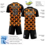 Voetbalshirt Bay Geometrisch Aangepast Zwart Uniform Vormen Oranje-Wit Sublimatie
