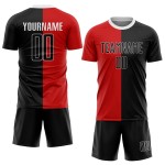 Jersey Custom Uniform Zwart-Wit Voetbal Rood Mode Sublimatie Split Jersey Custom Uniform Zwart-Wit Voetbal Rood Mode Sublimatie Split