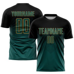 Sublimatie Groen-Oude Middernacht Voetbal Jersey Aangepast Zwart Goud Uniform