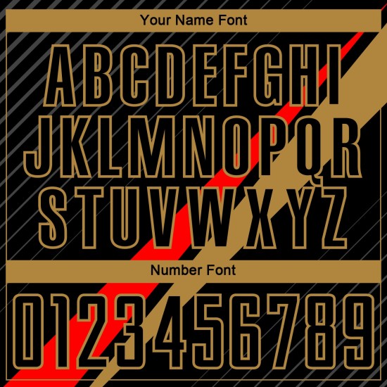 Jersey Rood-Oud Goud Zwarte Lijnen Uniform Aangepaste Diagonale Voetbal Sublimatie