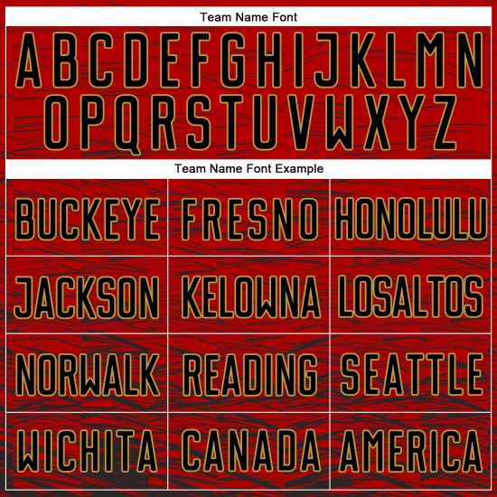 Jersey Uniform Rood Custom Sublimatie Goud Voetbal Zwart-Oud Jersey Uniform Rood Custom Sublimatie Goud Voetbal Zwart-Oud