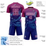 Sterren Voetbaluniform Lijnen Paars-Wit Aangepast Sublimatie Jersey Koninklijk En
