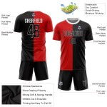 Jersey Custom Uniform Zwart-Wit Voetbal Rood Mode Sublimatie Split Jersey Custom Uniform Zwart-Wit Voetbal Rood Mode Sublimatie Split