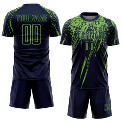 Marineblauw shirt op maat gemaakt groen uniform voetbal sublimatie neon