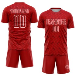 Sublimatie Uniform Voetbalshirt Rood Aangepast Wit