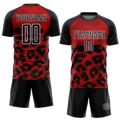 Animal Soccer Custom Jersey Zwart-Wit Sublimatie Rood Print Uniform Animal Soccer Custom Jersey Zwart-Wit Sublimatie Rood Print Uniform