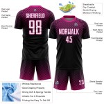 Sublimatie Zwart Jersey Aangepaste Halftone Stippen Roze Uniform Voetbal Wit-Diep Sublimatie Zwart Jersey Aangepaste Halftone Stippen Roze Uniform Voetbal Wit-Diep