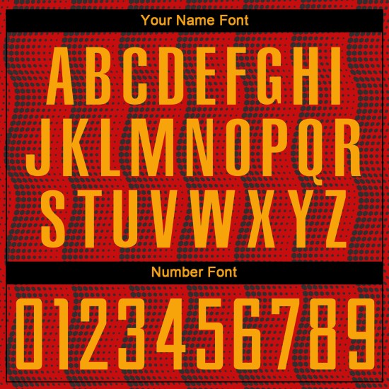 Aangepast voetbaluniform Rood shirt Sublimatie Goud Aangepast voetbaluniform Rood shirt Sublimatie Goud