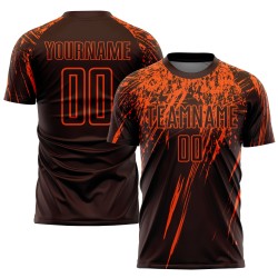 Voetbalshirt Oranje Sublimatie Uniform Aangepast Bruin