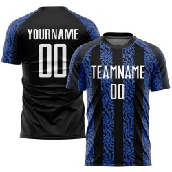 Sublimatie Wit-Koninklijk Aangepast Jersey Zwart Uniform Voetbal