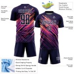 Sublimatie-uniform met marineblauwe lijnen, voetbalshirt op maat in wit