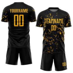 Sublimatie Abstract Zwart Goud-Koninklijk Uniform Aangepast Kunst Jersey Fragment Voetbal