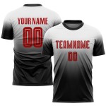 Mode Wit Uniform Voetbal Rood-Zwart Vervaagd Aangepast Jersey Sublimatie Mode Wit Uniform Voetbal Rood-Zwart Vervaagd Aangepast Jersey Sublimatie