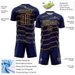Voetbaluniform Lijnen Sublimatie Geel Marineblauw Aangepast Jersey
