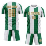 Sublimatie Oud Aangepast Jersey Goud-Kelly Uniform Voetbal Wit Groen Sublimatie Oud Aangepast Jersey Goud-Kelly Uniform Voetbal Wit Groen