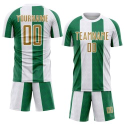 Sublimatie Oud Aangepast Jersey Goud-Kelly Uniform Voetbal Wit Groen