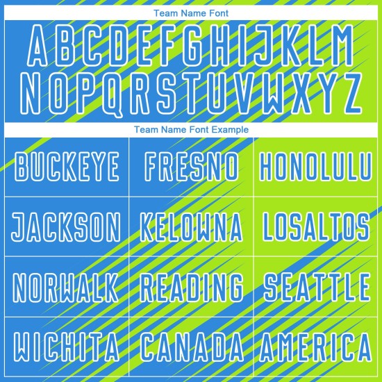 Blauw neon op maat gemaakt groen-wit voetbal uniform poeder jersey sublimatie Blauw neon op maat gemaakt groen-wit voetbal uniform poeder jersey sublimatie