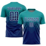 Marineblauw sublimatie voetbal US Custom blauw-wit shirt teal uniform